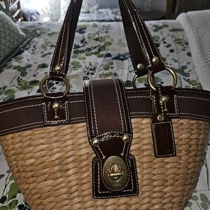 Coach straw basket bag/tote